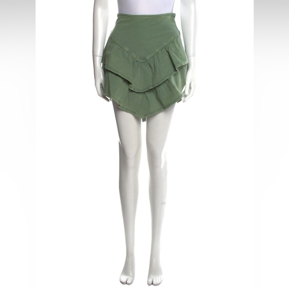 NWT Mother Womens Tiered Ruffled Mini Skirt loden frost green size 30 high waist - Picture 7 of 11